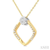 1/5 Ctw Cushion Shape Lovebright Round Cut Diamond Pendant With Chain in 10K Yellow and White Gold